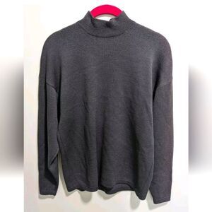 St. John Separates Size Medium Dark Gray Long Sleeve Mock Neck Sweater